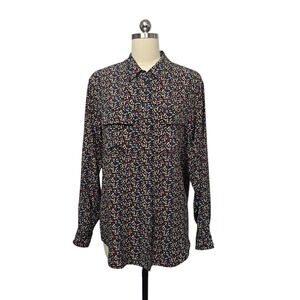 EQUIPMENT FEMME Floral Print Silk Button Down Shirt Top Long Sleeve Women Size M